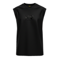RE Romeo Entertainment - Black Sleeveless T - Metallic Gold Logo