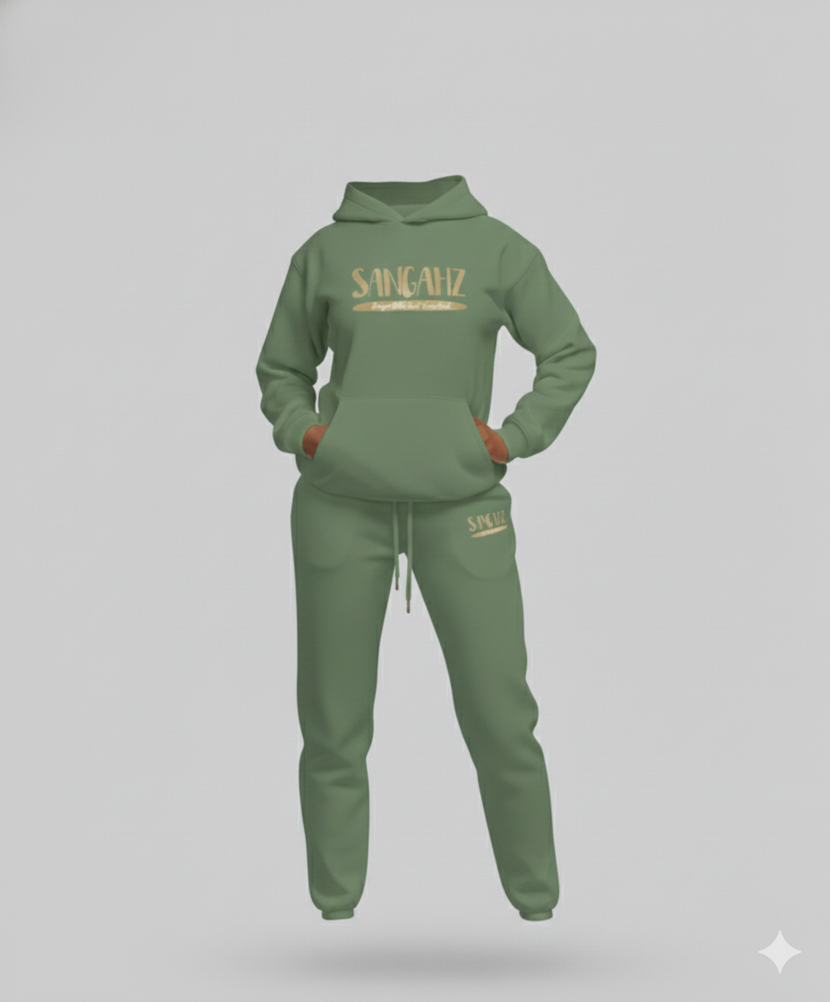 Sangahz - Two Piece Sweat Suit - Pea Green