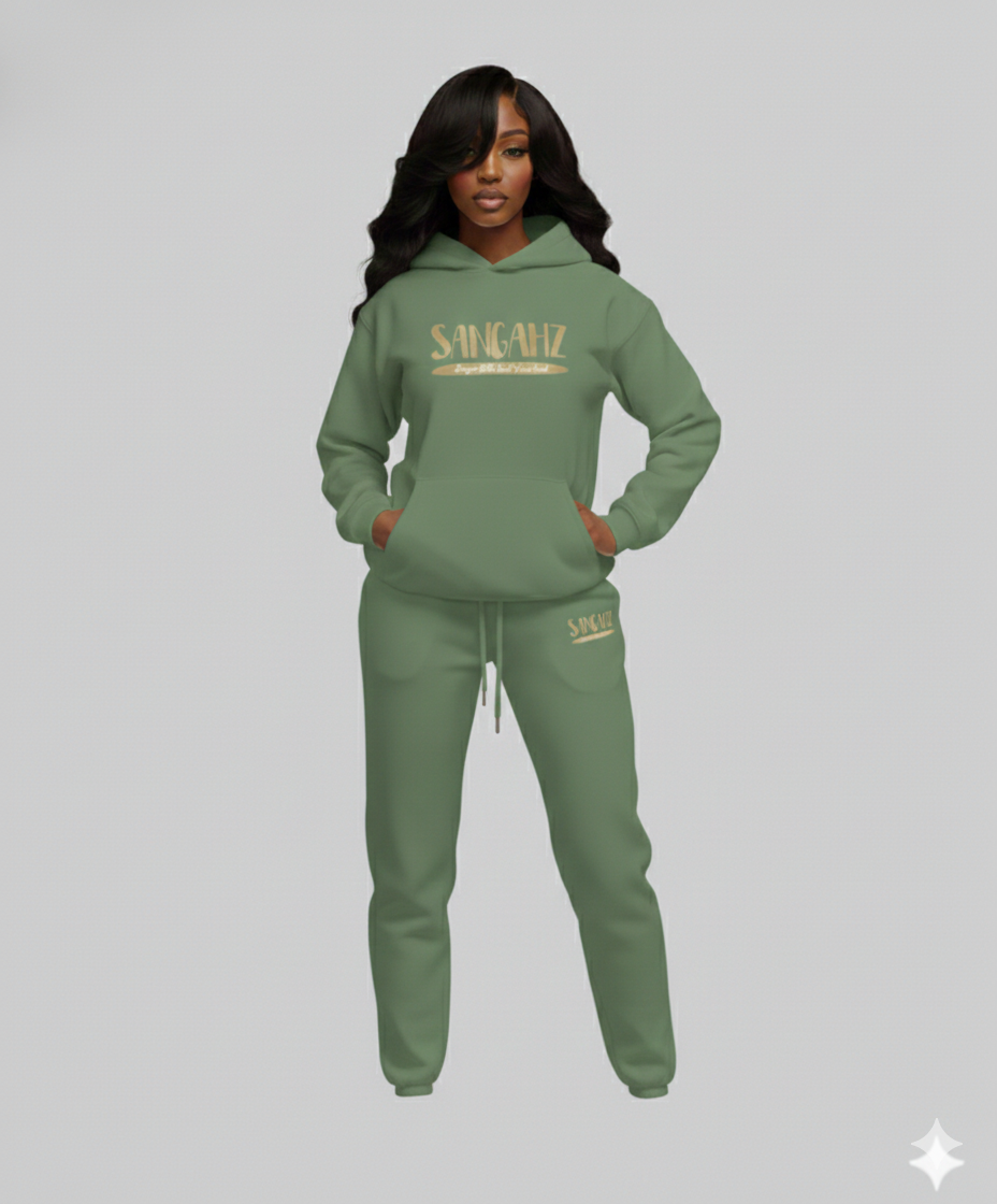 Sangahz - Two Piece Sweat Suit - Pea Green