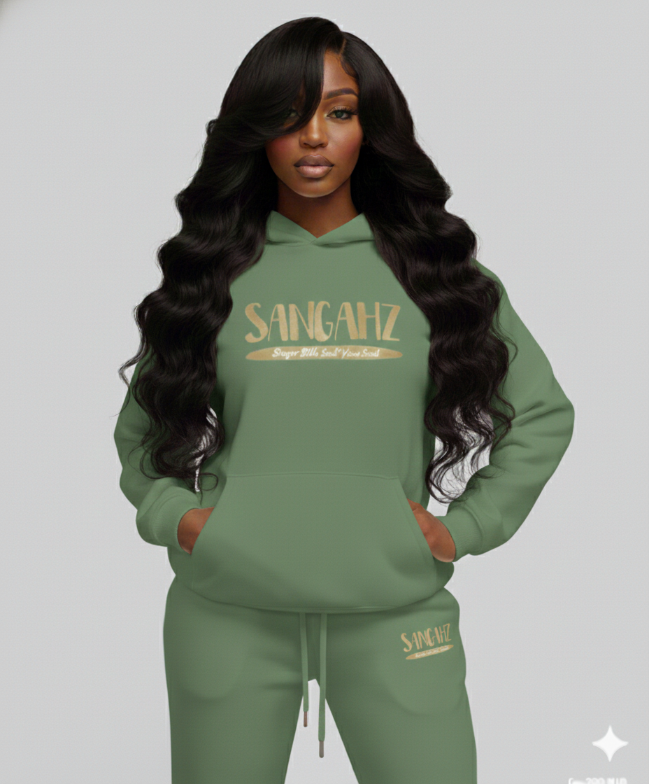 Sangahz - Two Piece Sweat Suit - Pea Green