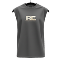 RE Romeo Entertainment - Grey Sleeveless T - Metallic Gold Logo