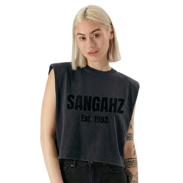 SANGAHZ Heavyweight Black on Black Cropped T-Shirt