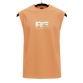 RE Romeo Entertainment - Peach Sleeveless T - Metallic Gold Logo