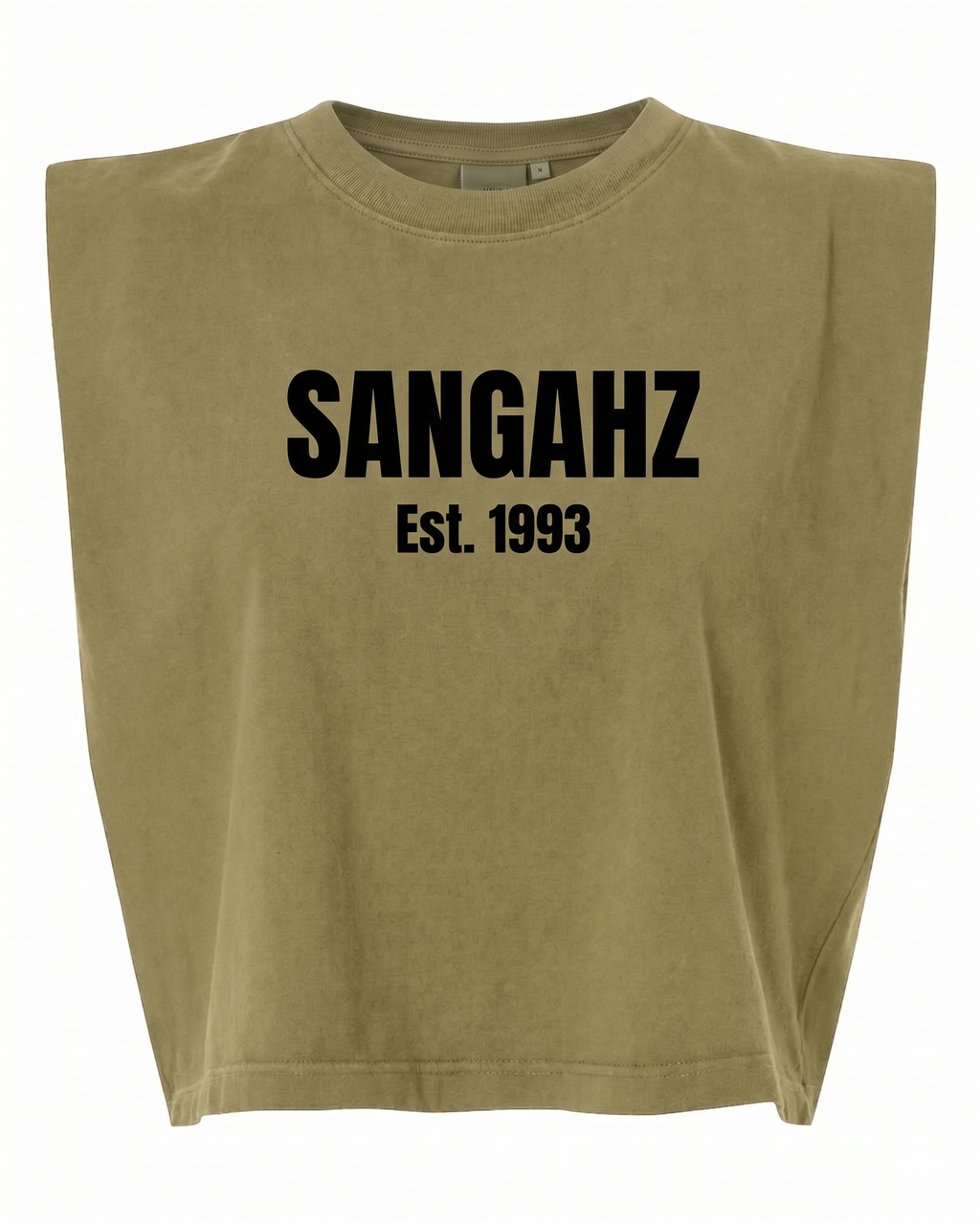 SANGAHZ Heavyweight Sage Green and Black Cropped Shirt