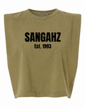 SANGAHZ Heavyweight Sage Green and Black Cropped Shirt