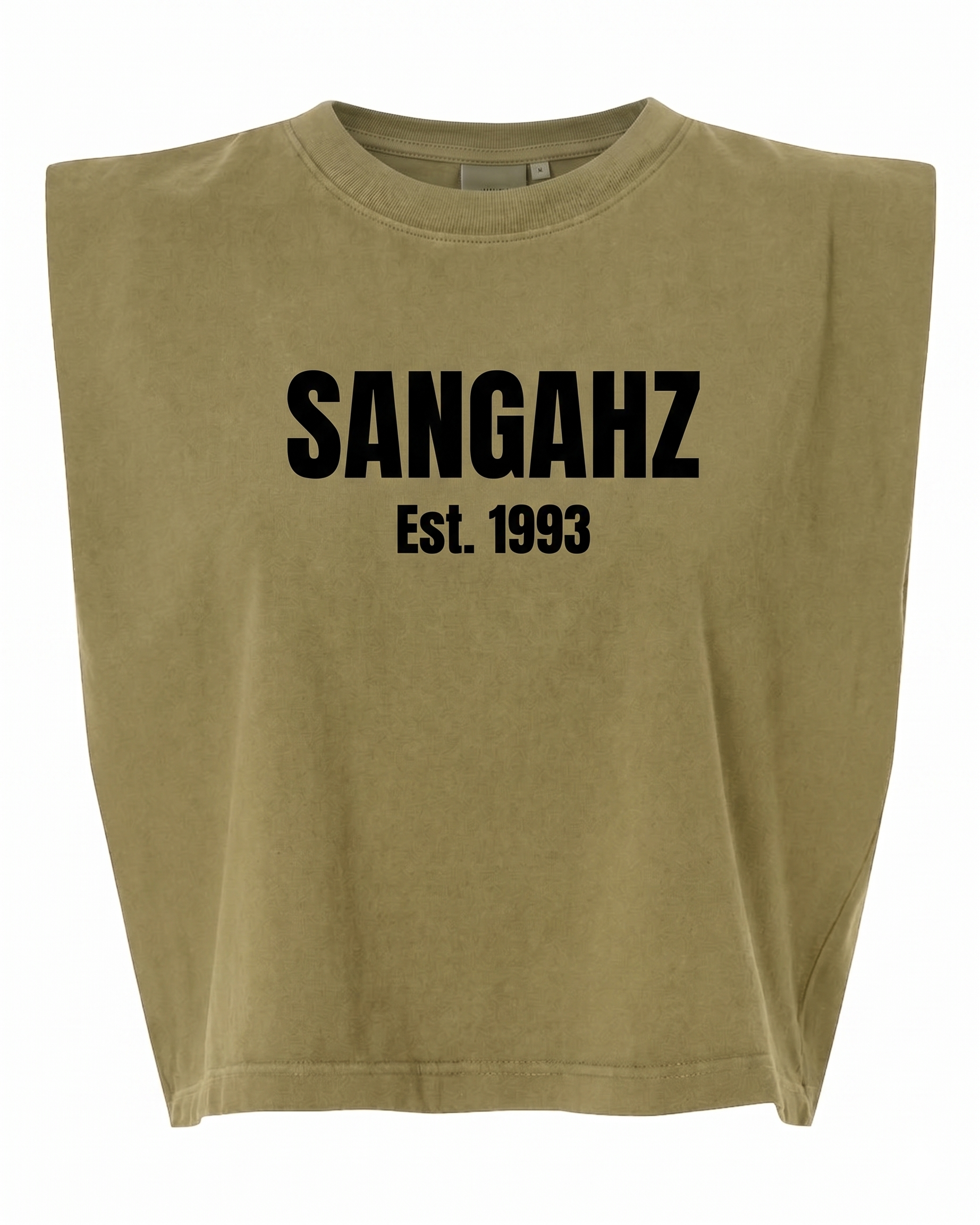SANGAHZ Heavyweight Sage Green and Black Cropped Shirt