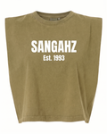 SANGAHZ Heavyweight Sage Green and White Cropped T-Shirt