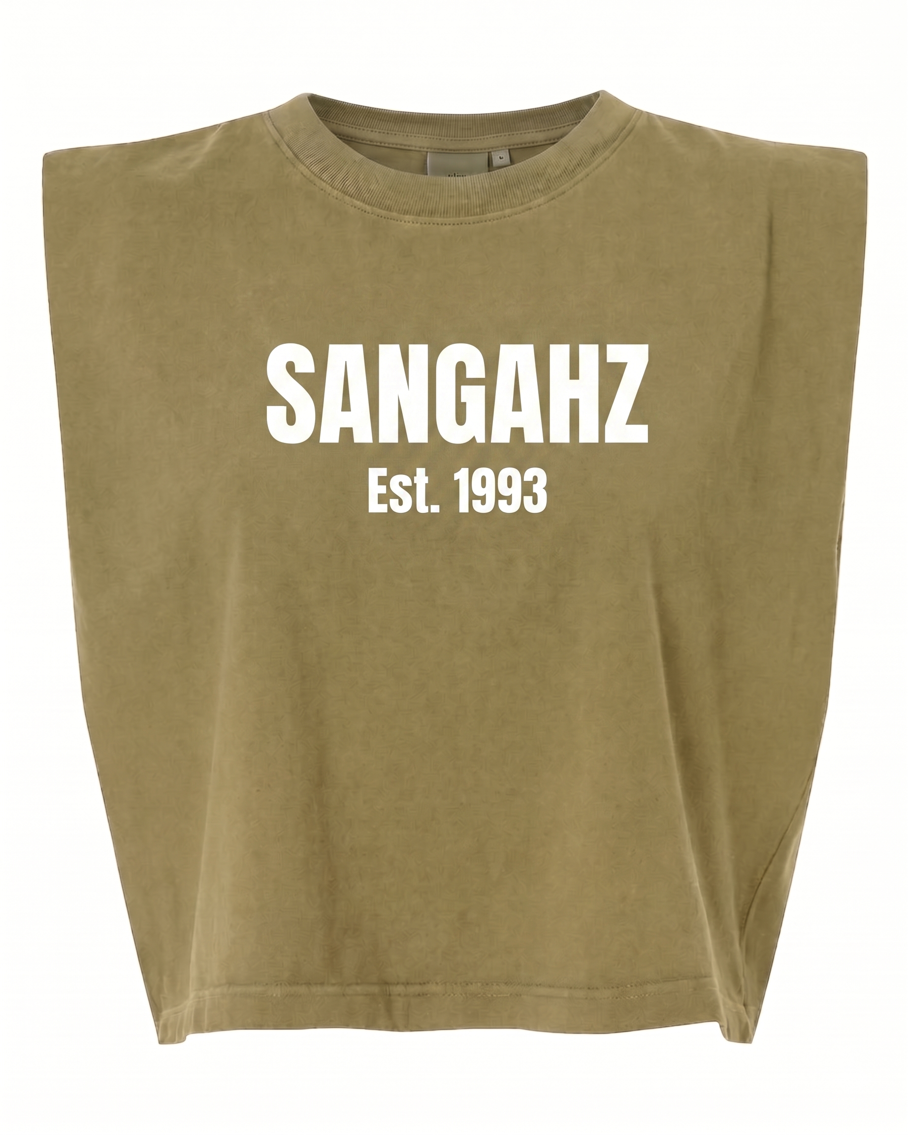 SANGAHZ Heavyweight Sage Green and White Cropped T-Shirt
