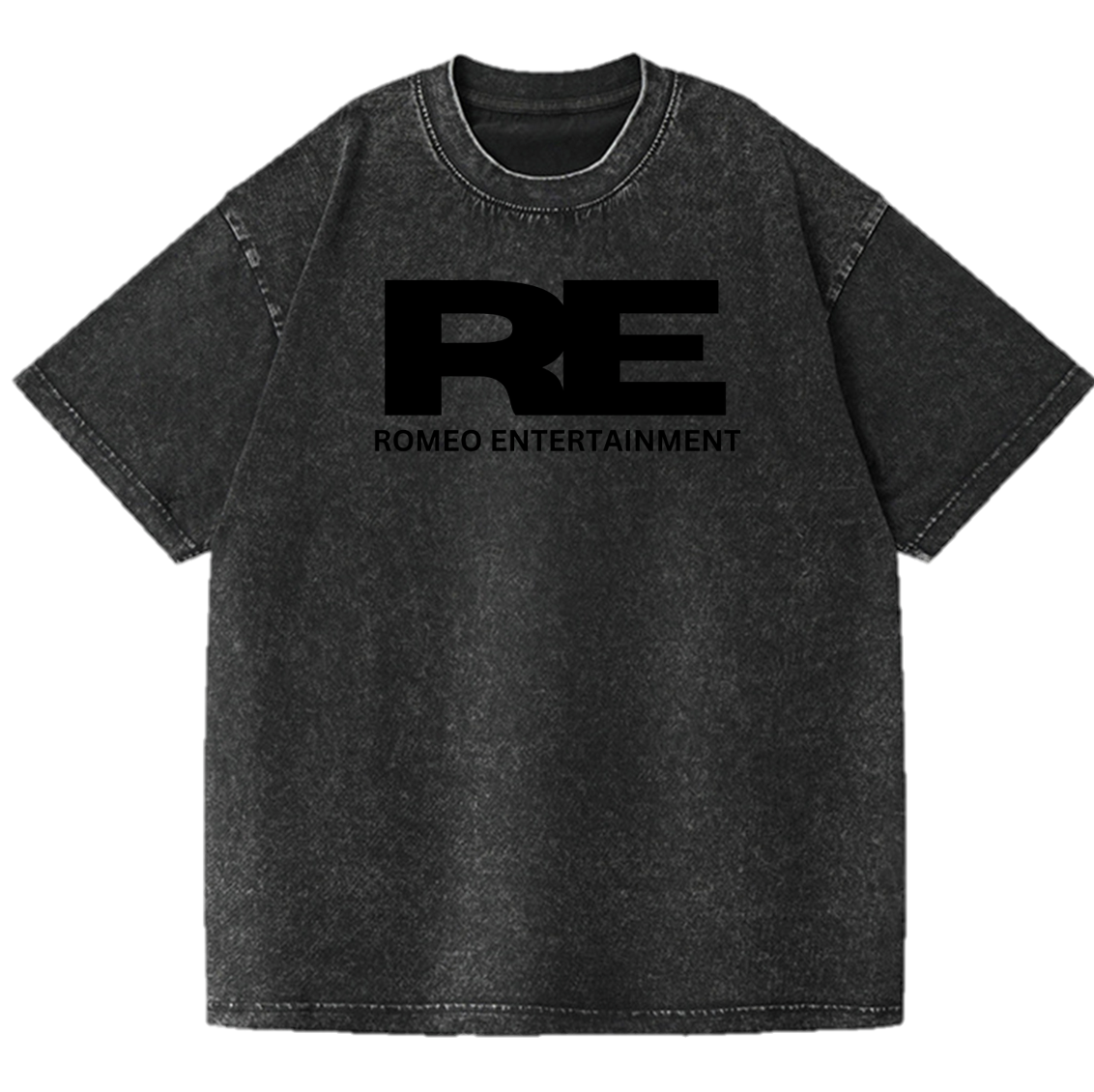 SANGHAZ Custom Clothing - Vintage Washed Black on Black ROMEO ENTERTAINMENT T-Shirt