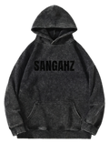 SANGHAZ Custom Clothing - Vintage Washed Faded Black on Black Sangahz Hoodie