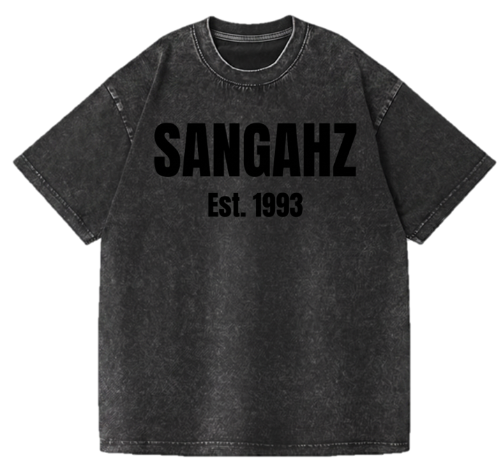 SANGHAZ Custom Clothing - Vintage Washed Black on Black SANGAHZ Origination T-Shirt