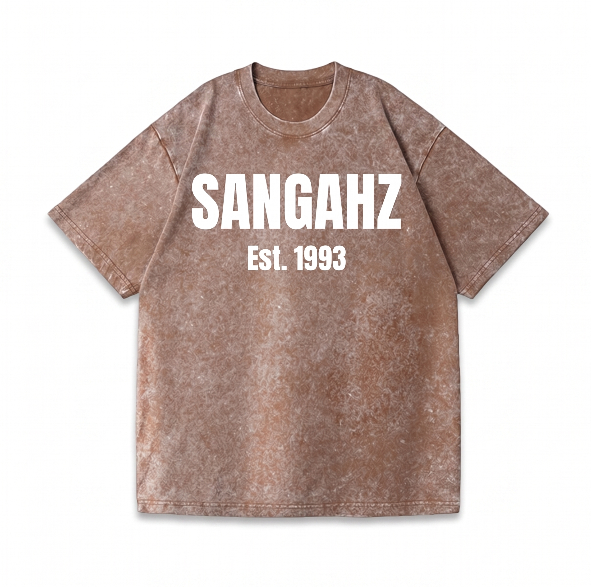SANGHAZ Custom Clothing - Vintage Washed Brown and White SANGAHZ T-Shirt