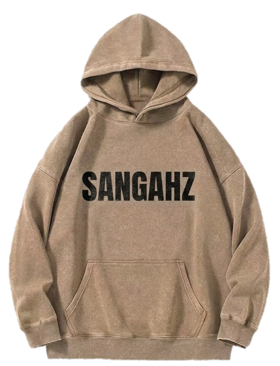 SANGHAZ Custom Clothing - Vintage Washed Faded Brown and Black Sangahz Hoodie