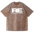 SANGHAZ Custom Clothing - Vintage Washed Faded Brown and White ROMEO ENTERTAINMENT T-Shirt