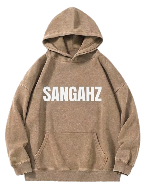 SANGHAZ Custom Clothing - Vintage Washed Faded Brown and White Sangahz Hoodie