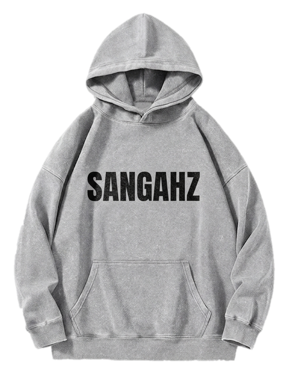 SANGHAZ Custom Clothing - Vintage Washed Gray and Black Sangahz Hoodie
