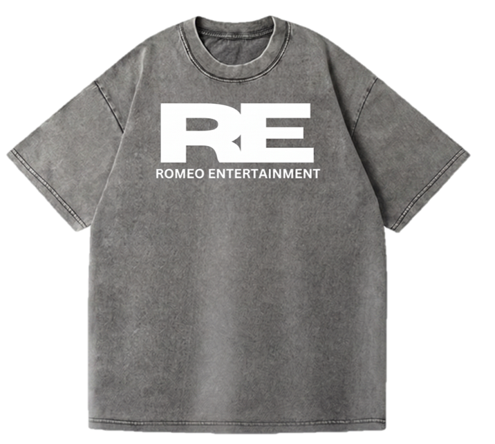 SANGHAZ Custom Clothing - Vintage Washed Gray and White ROMEO ENTERTAINMENT T-Shirt