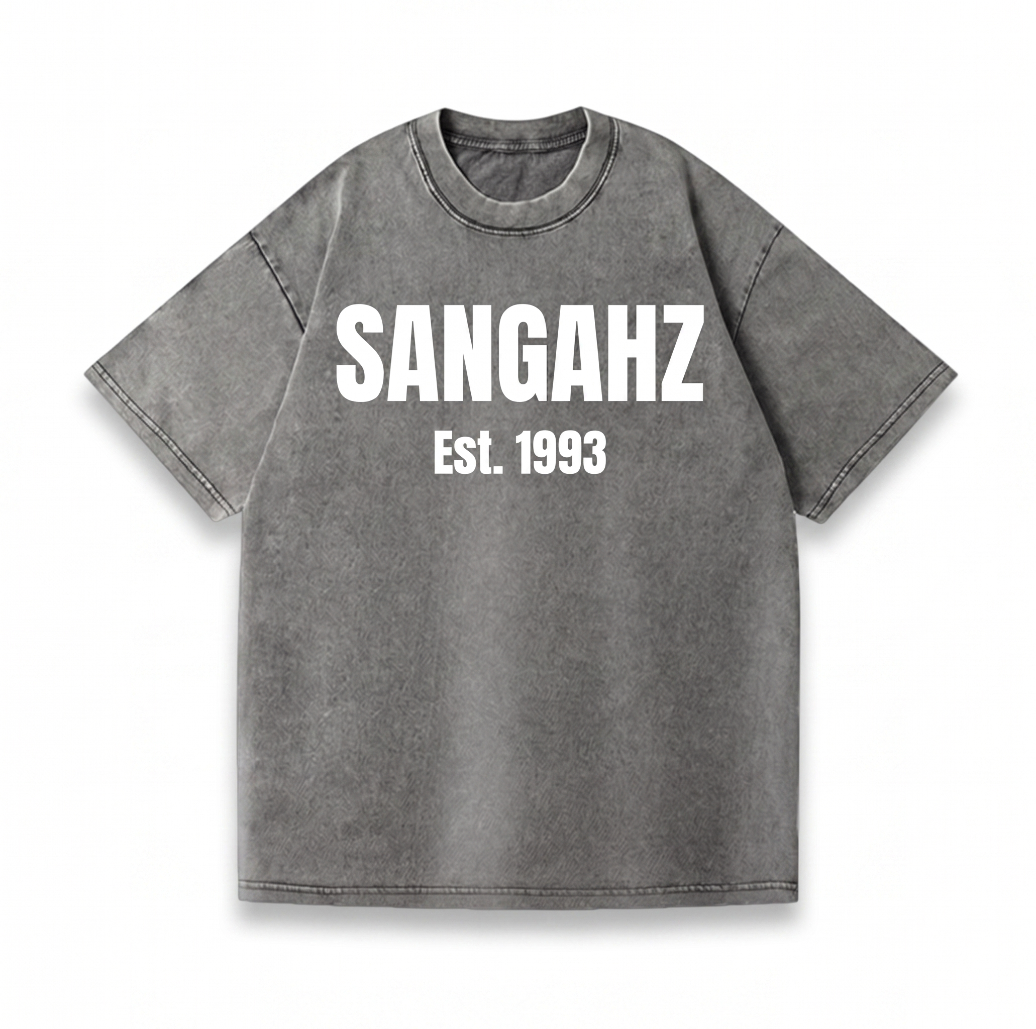 SANGHAZ Custom Clothing - Vintage Washed Gray and White SANGAHZ T-Shirt