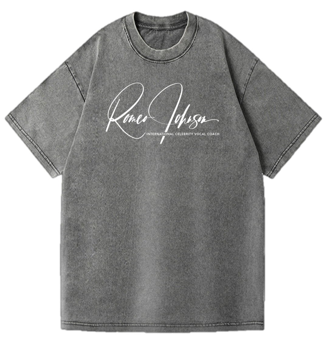 SANGHAZ Custom Clothing - Vintage Washed Gray and White Signature T-Shirt