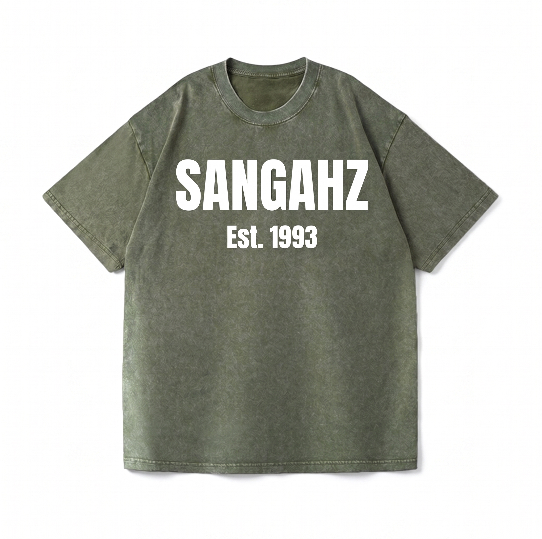 SANGHAZ Custom Clothing - Vintage Washed Green and White SANGAHZ T-Shirt