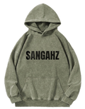 SANGHAZ Custom Clothing - Vintage Washed Sage Green and Black Sangahz Hoodie