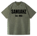 SANGHAZ Custom Clothing - Vintage Washed Sage Green and Black SANGAHZ Origination T-Shirt