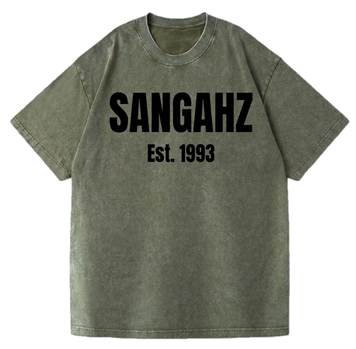 SANGHAZ Custom Clothing - Vintage Washed Sage Green and Black SANGAHZ Origination T-Shirt