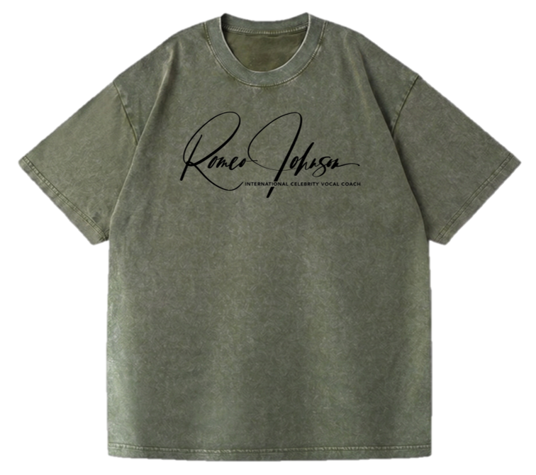 SANGHAZ Custom Clothing - Vintage Washed Sage Green and Black Signature T-Shirt