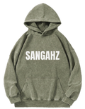 SANGHAZ Custom Clothing - Vintage Washed Sage Green and White Sangahz Hoodie