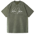 SANGHAZ Custom Clothing - Vintage Washed Sage Green and White Signature T-Shirt