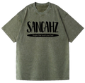 SANGHAZ Touch Your Soul Custom Clothing - Vintage Washed Sage Green and Black Sangahz T-Shirt