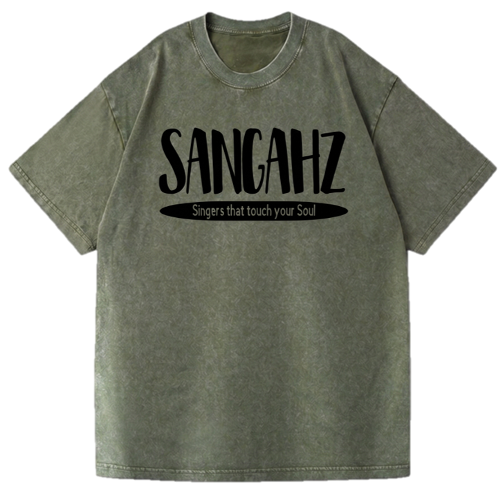 SANGHAZ Touch Your Soul Custom Clothing - Vintage Washed Sage Green and Black Sangahz T-Shirt