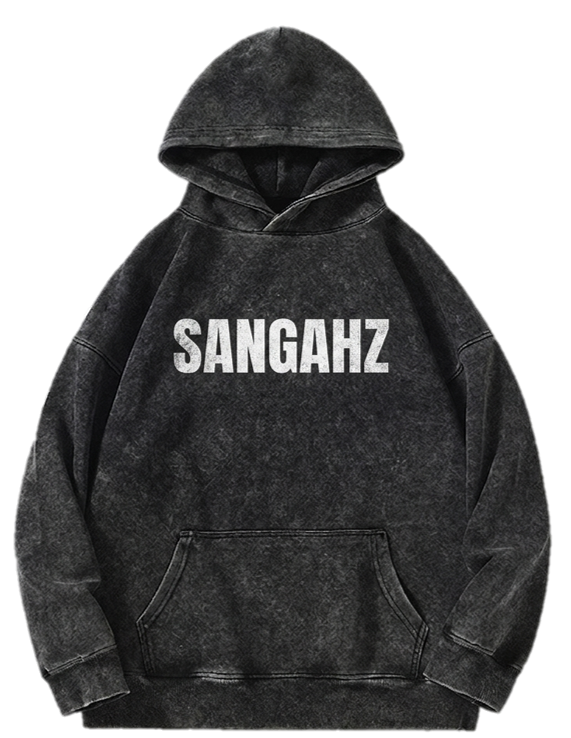 SANGHAZ Custom Clothing - Vintage Washed Black and White Sangahz Hoodie