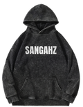 SANGHAZ Custom Clothing - Vintage Washed Black and White Sangahz Hoodie