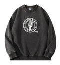 SANGAHZ Crewneck Sweatshirt, Black, Mic logo in White