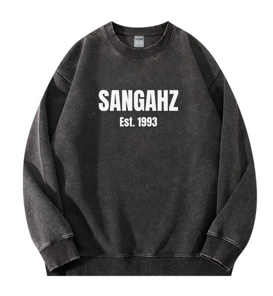 SANGAHZ Crewneck Sweatshirt, Black, Origination logo in White