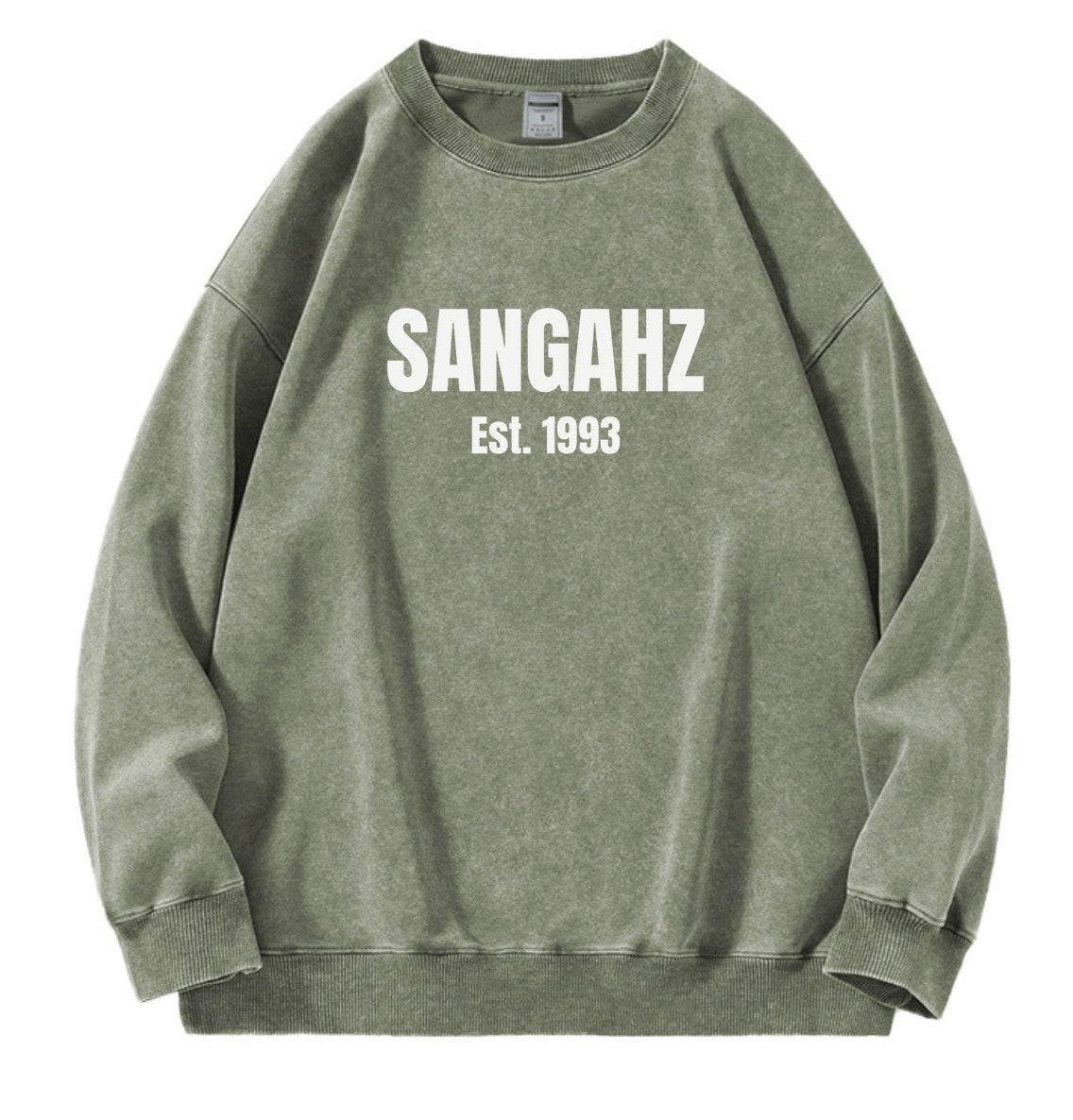 SANGAHZ Crewneck Sweatshirt, Green, Origination logo in White