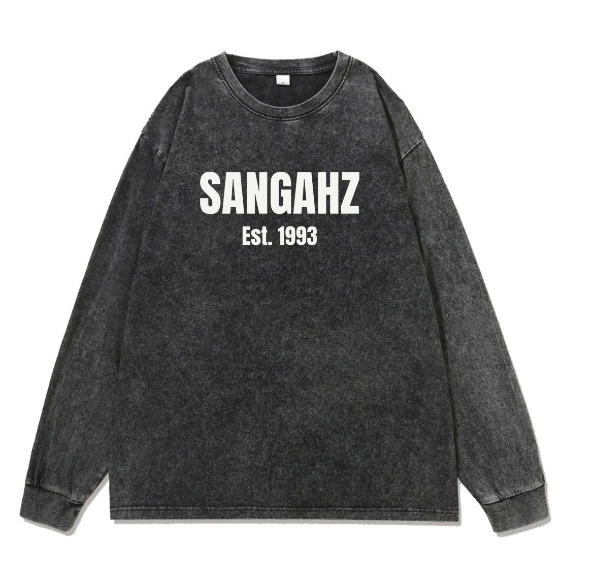 SANGAHZ Long Sleeve Tee, Black, Origination logo in White