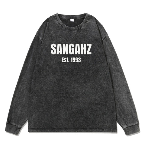 SANGAHZ Long Sleeve Tee, Black, Origination logo in White