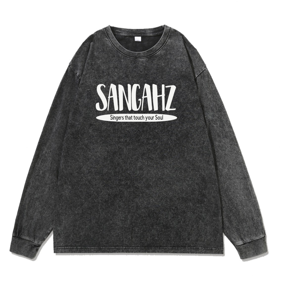 SANGAHZ Long Sleeve Tee, Black, Touch Your Soul logo in White