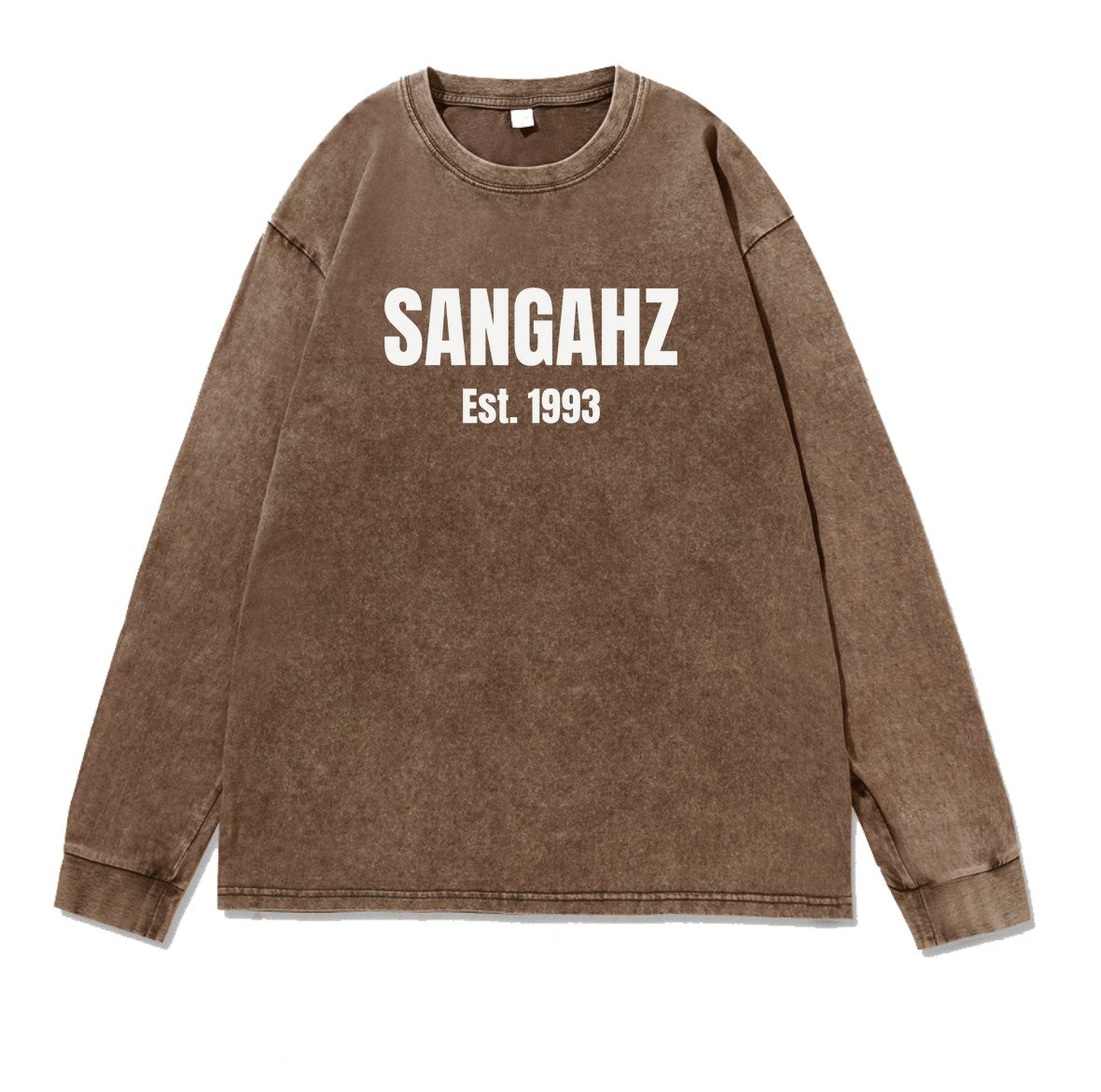 SANGAHZ Long Sleeve Tee, Faded Brown, Origination logo in White