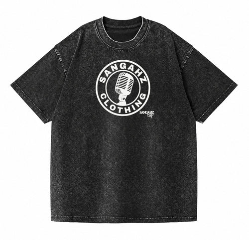 SANGAHZ Tee, Black, Mic logo in White