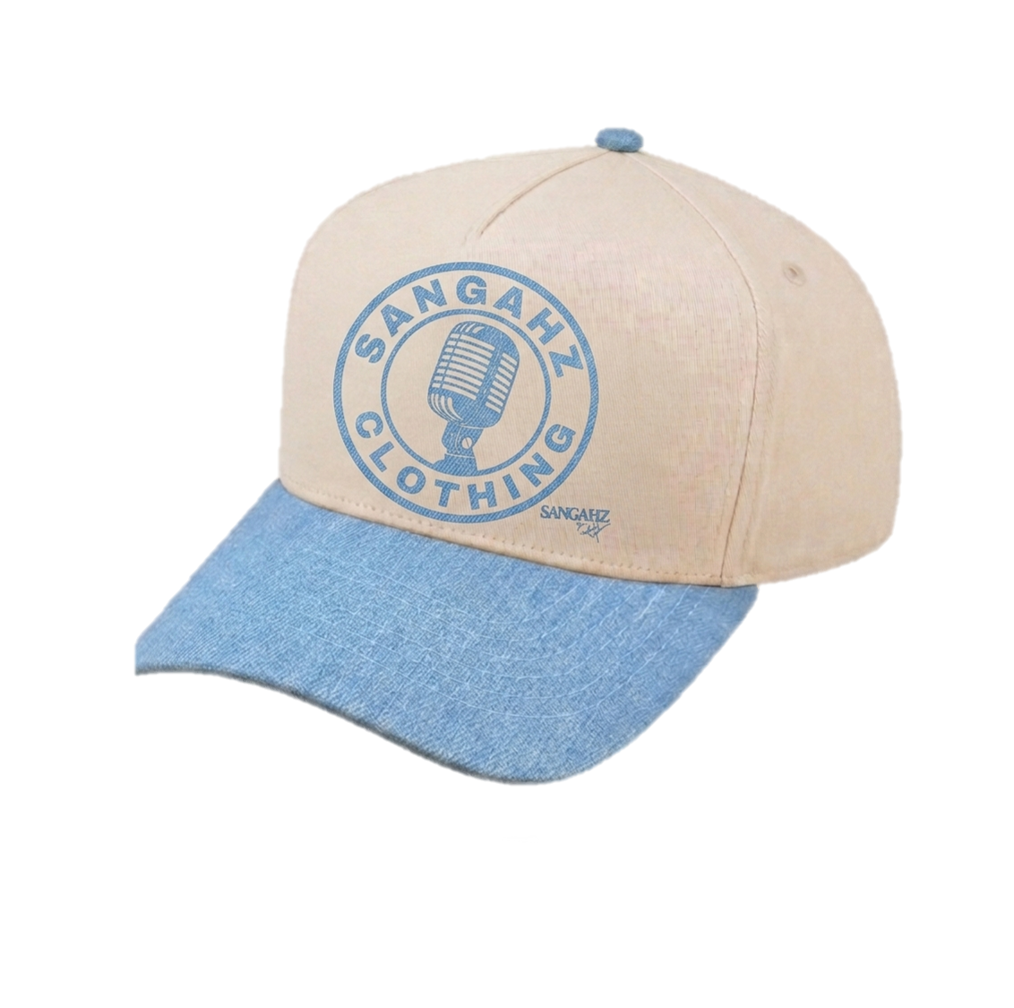Sangahz Baby Blue and Beige Mic Trucker Cap