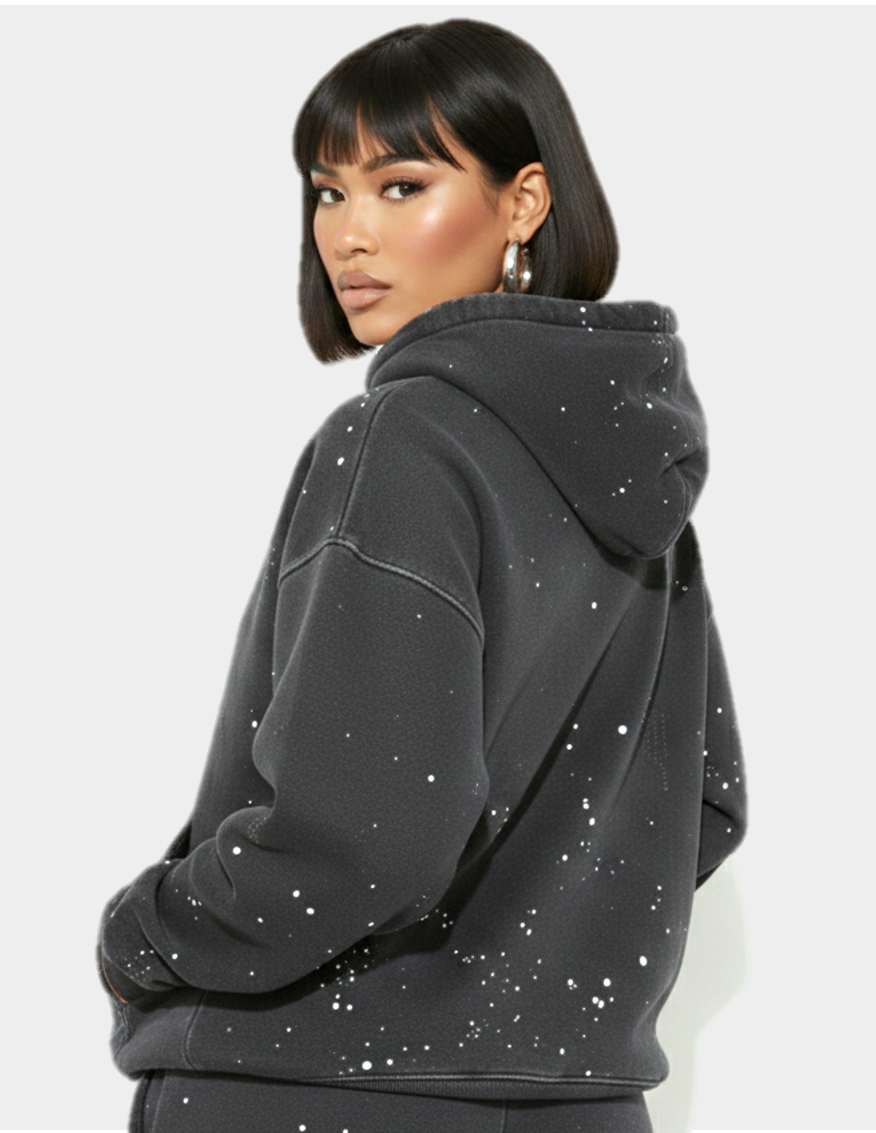 Sangahz Black and Gray Starlight Oversized Hoodie