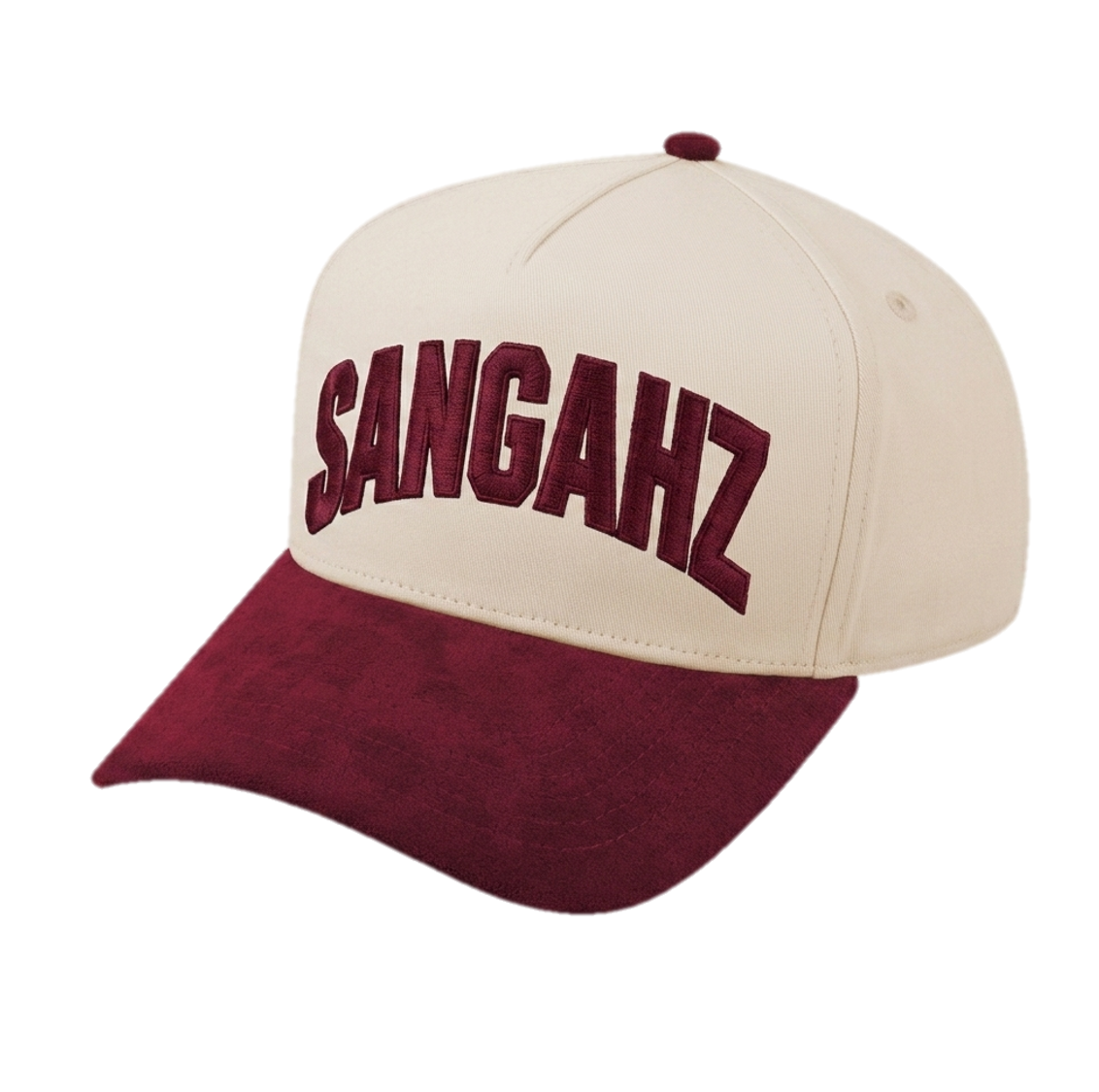 Sangahz Burgundy Suede and Beige Trucker Cap