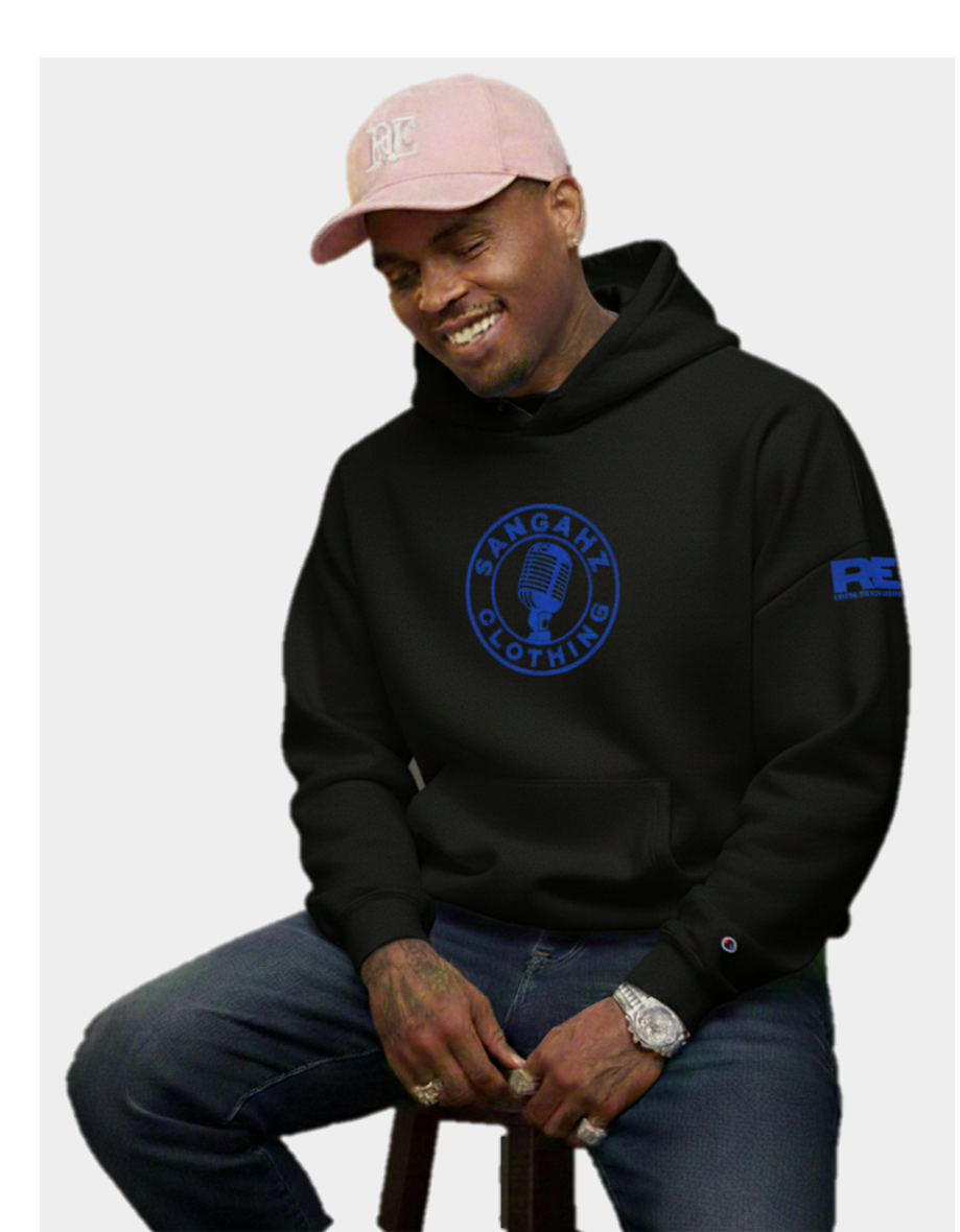 Sangahz Custom Clothing - Blue Circular Logo / Black Hoodie