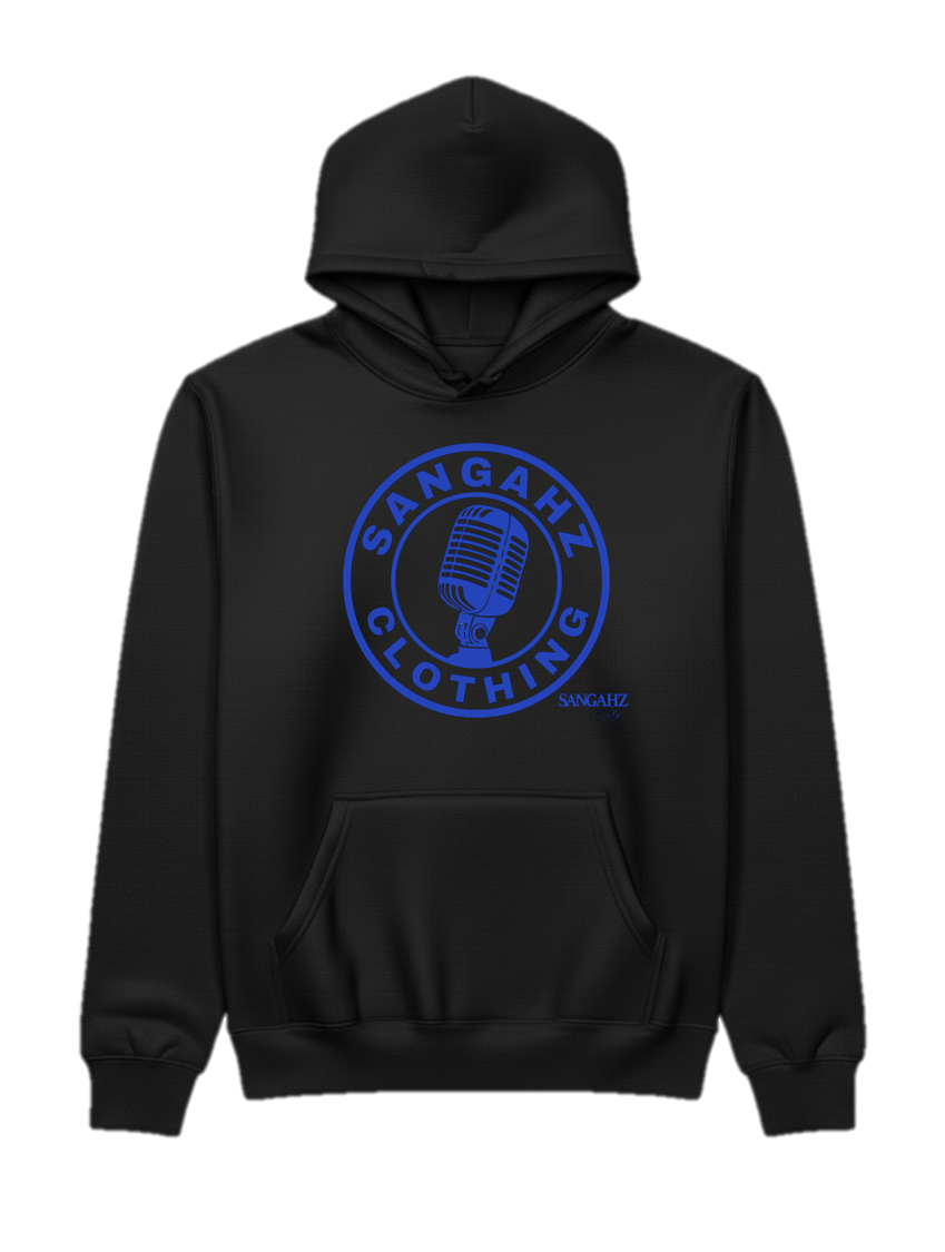 Sangahz Custom Clothing - Blue Circular Logo / Black Hoodie