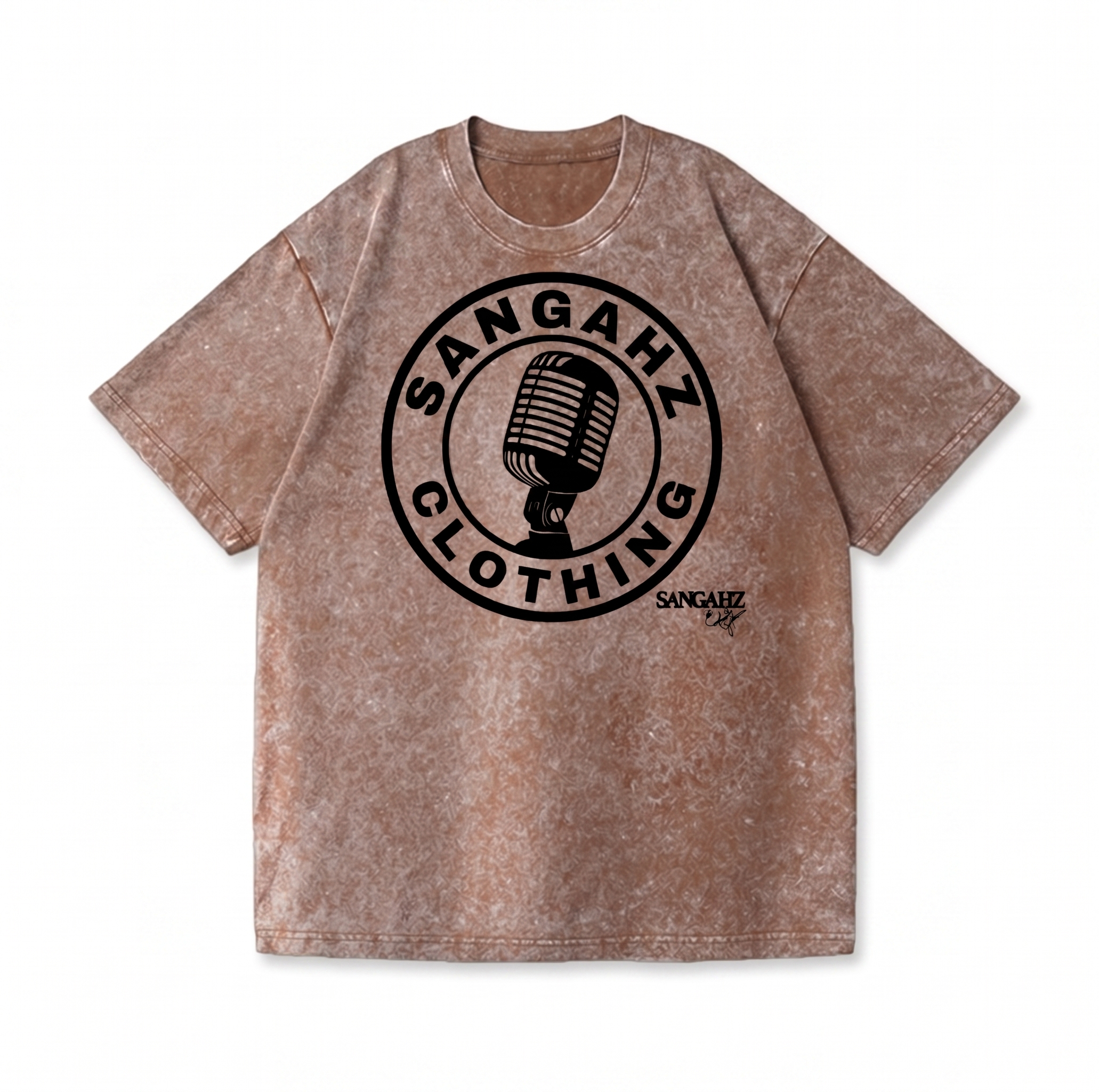 Sangahz Signature Custom Clothing - Brown and Black Vintage Washed Mic'd T-Shirt