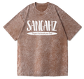 SANGHAZ Custom Clothing - Vintage Washed Faded Brown and White Sangahz T-Shirt
