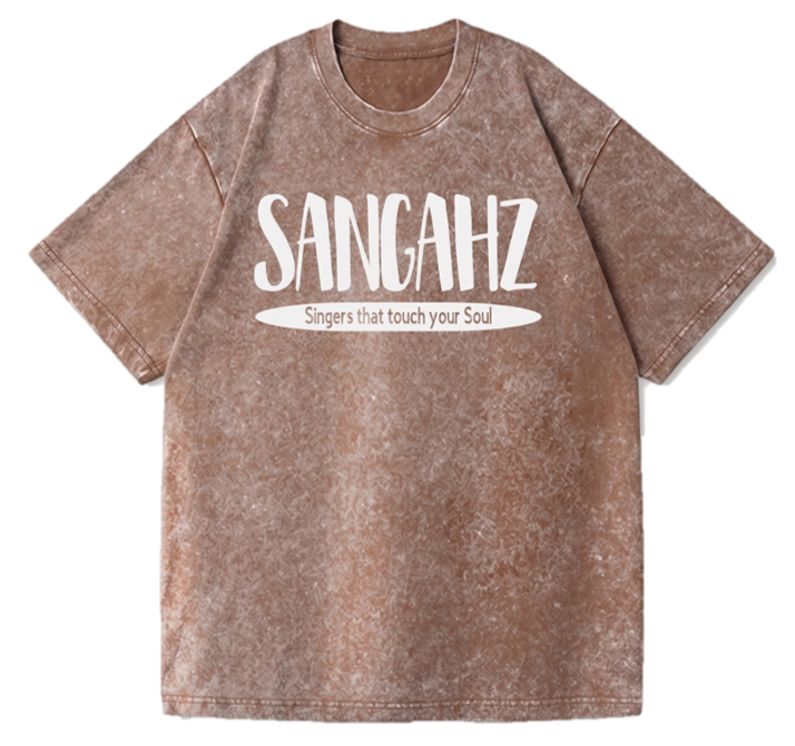 SANGHAZ Custom Clothing - Vintage Washed Faded Brown and White Sangahz T-Shirt